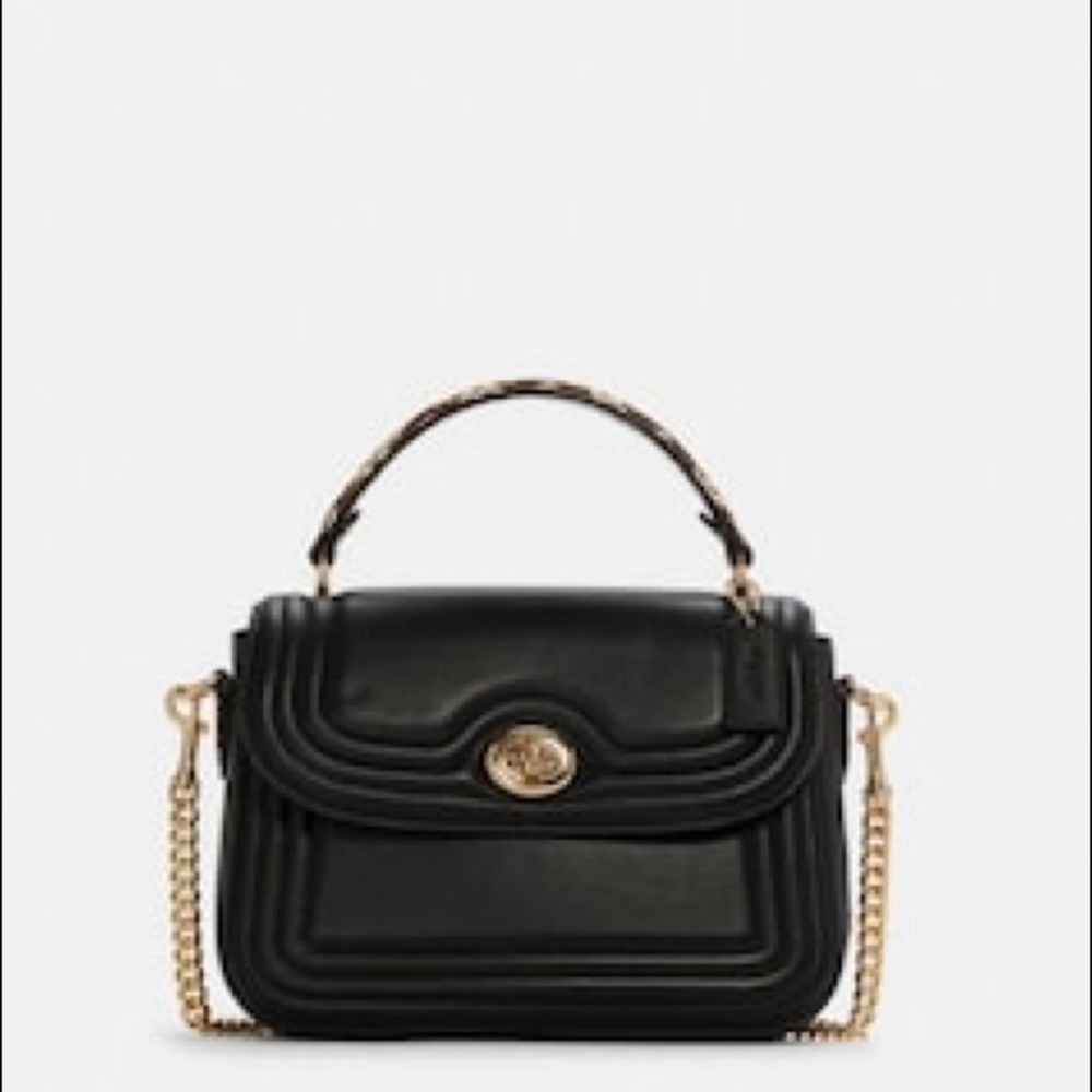Coach Marlie Top Snakeskin Handle Satchel With Border Quilting